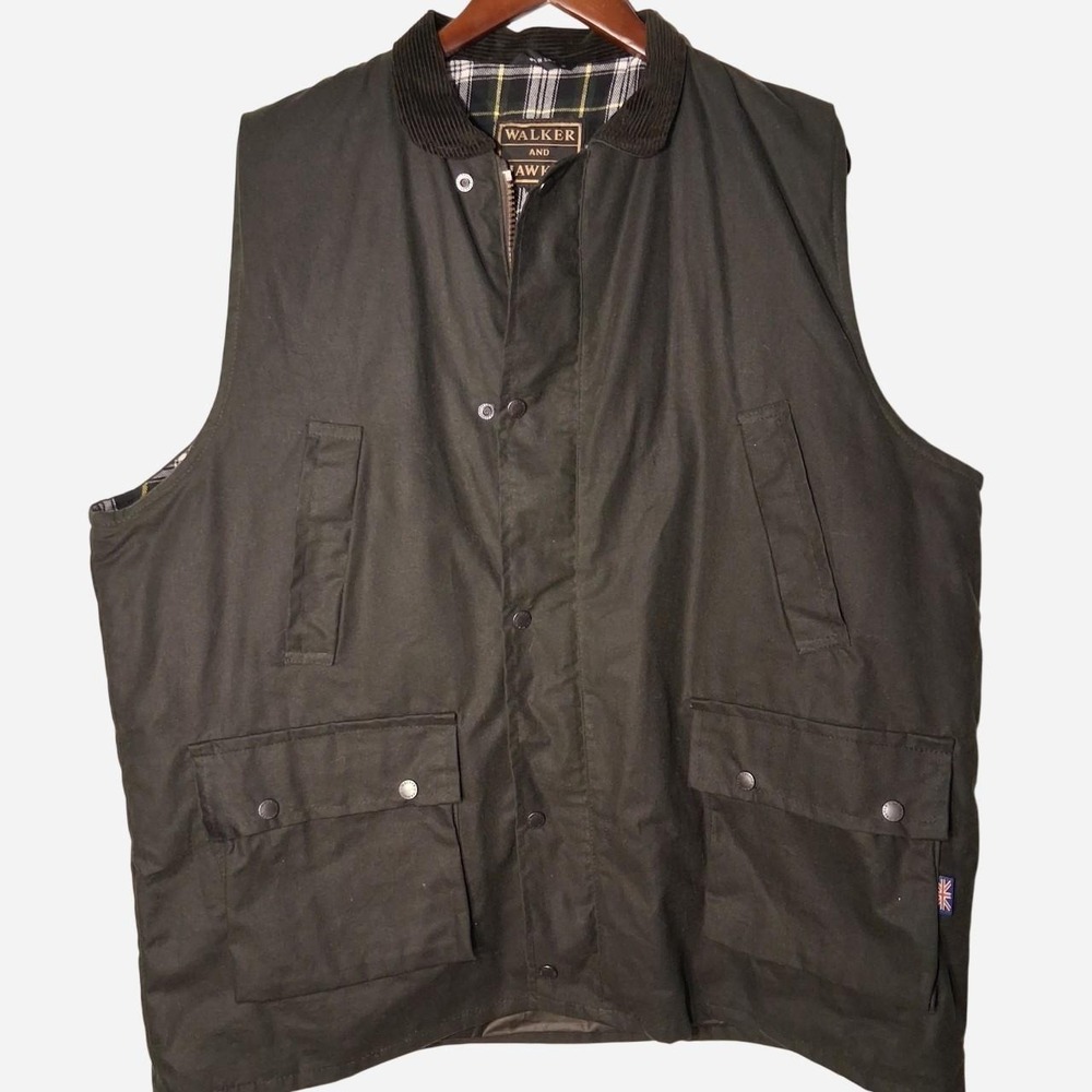 Mens Walker and Hawkes Gilet Vest 100% waxed cotton hunting vest
